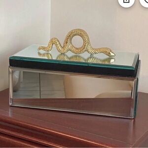 Vintage Gold Snake Handle Mirrored Jewelry Box